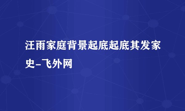 汪雨家庭背景起底起底其发家史-飞外网