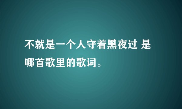 不就是一个人守着黑夜过 是哪首歌里的歌词。