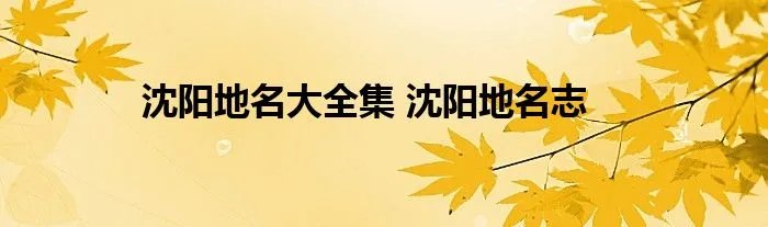 沈阳地名大全集 沈阳地名志