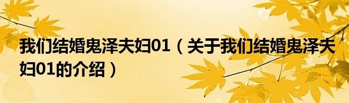 我们结婚鬼泽夫妇01（关于我们结婚鬼泽夫妇01的介绍）
