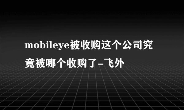 mobileye被收购这个公司究竟被哪个收购了-飞外
