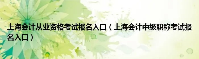 上海会计从业资格考试报名入口（上海会计中级职称考试报名入口）