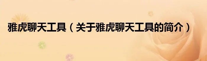 雅虎聊天工具（关于雅虎聊天工具的简介）