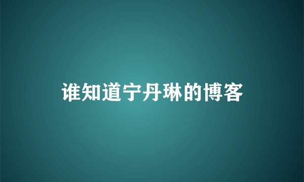 谁知道宁丹琳的博客