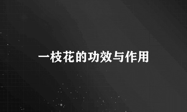 一枝花的功效与作用