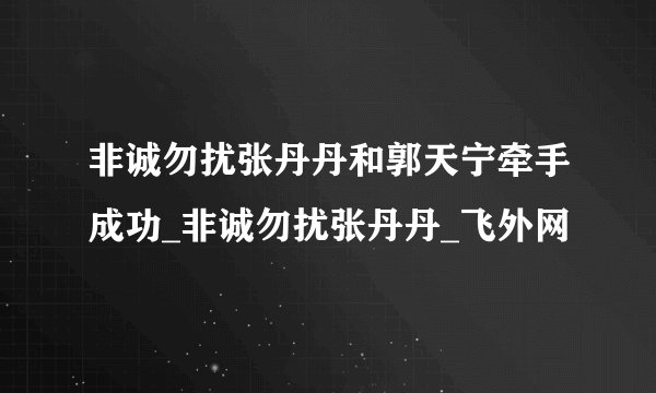 非诚勿扰张丹丹和郭天宁牵手成功_非诚勿扰张丹丹_飞外网
