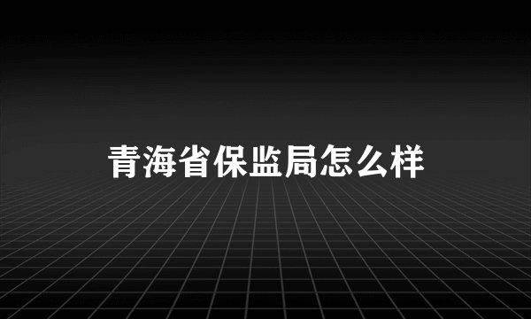 青海省保监局怎么样