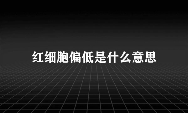 红细胞偏低是什么意思