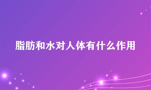脂肪和水对人体有什么作用