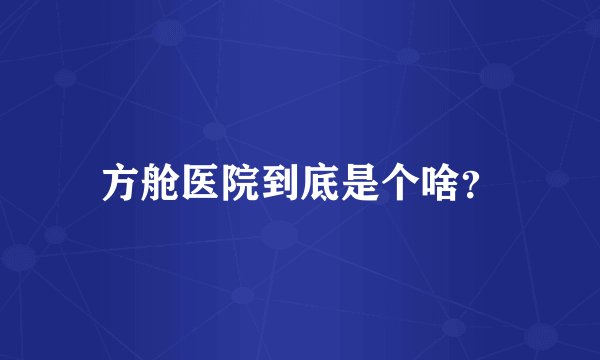方舱医院到底是个啥？