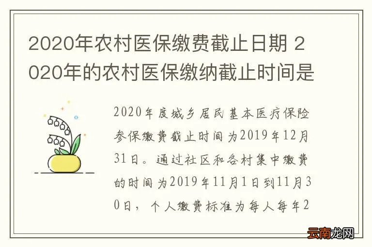 2020年农村医保缴费截止日期 2020年的农村医保缴纳截止时间是多少
