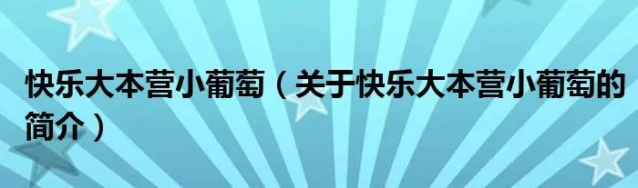 快乐大本营小葡萄（关于快乐大本营小葡萄的简介）