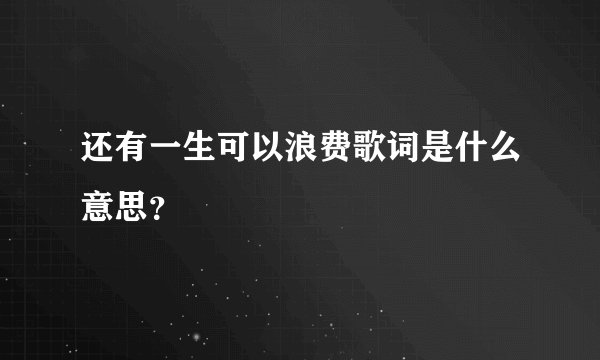 还有一生可以浪费歌词是什么意思？