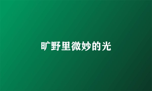 旷野里微妙的光