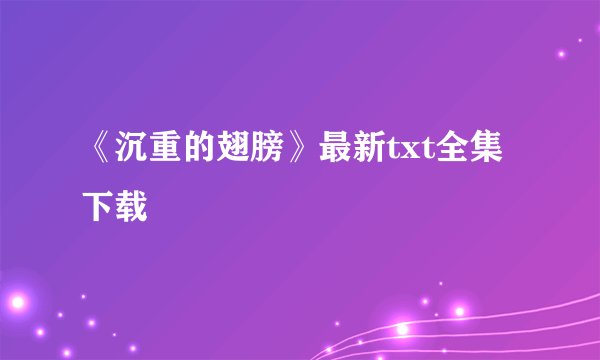 《沉重的翅膀》最新txt全集下载