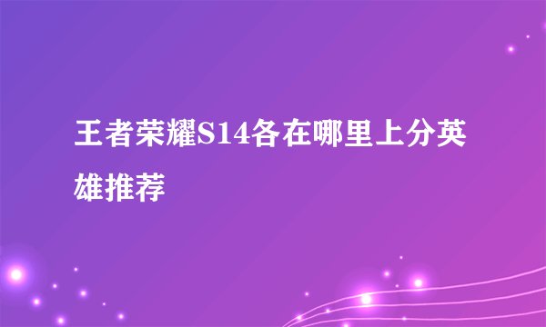 王者荣耀S14各在哪里上分英雄推荐
