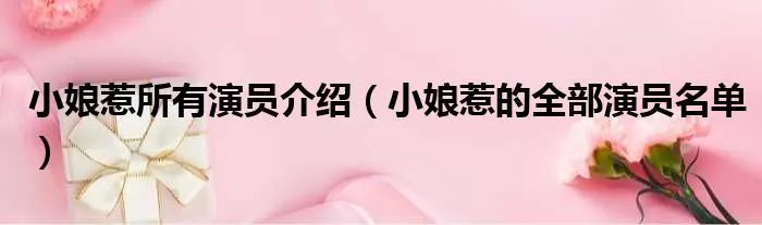 小娘惹所有演员介绍(小娘惹的全部演员名单)