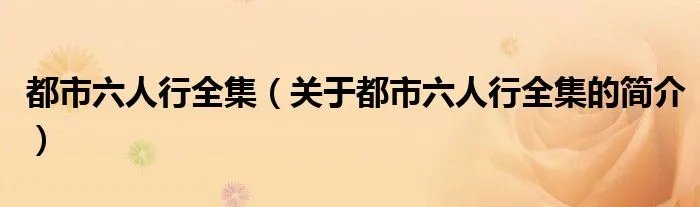 都市六人行全集（关于都市六人行全集的简介）