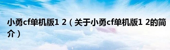 小勇cf单机版1 2（关于小勇cf单机版1 2的简介）