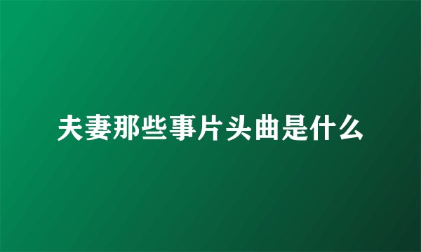 夫妻那些事片头曲是什么