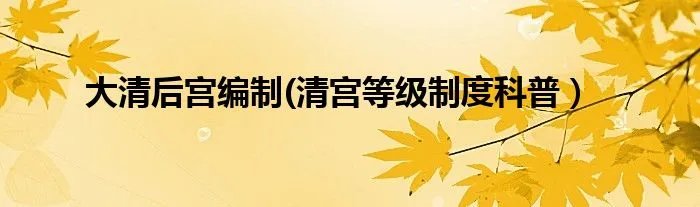 大清后宫编制(清宫等级制度科普）