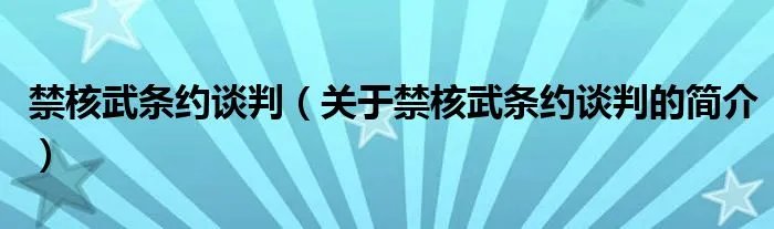 禁核武条约谈判（关于禁核武条约谈判的简介）