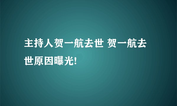 主持人贺一航去世 贺一航去世原因曝光!