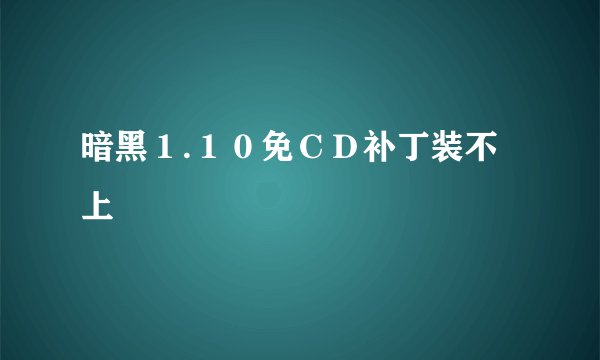 暗黑１.１０免ＣＤ补丁装不上