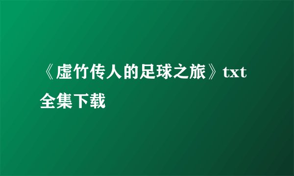 《虚竹传人的足球之旅》txt全集下载