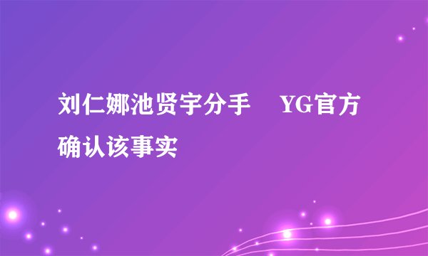 刘仁娜池贤宇分手    YG官方确认该事实