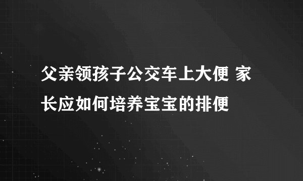 父亲领孩子公交车上大便 家长应如何培养宝宝的排便