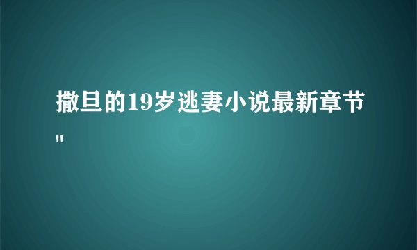 撒旦的19岁逃妻小说最新章节