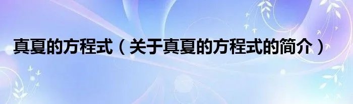 真夏的方程式（关于真夏的方程式的简介）
