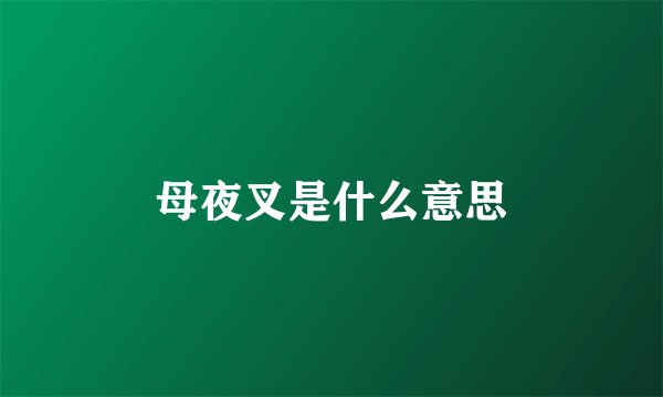 母夜叉是什么意思
