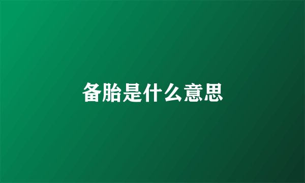 备胎是什么意思