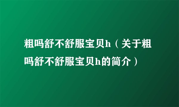 粗吗舒不舒服宝贝h（关于粗吗舒不舒服宝贝h的简介）