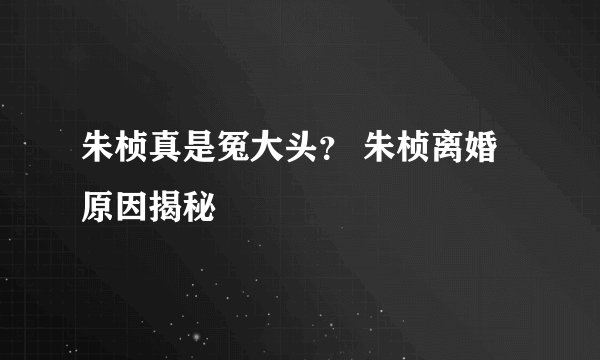 朱桢真是冤大头？ 朱桢离婚原因揭秘