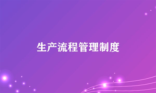 生产流程管理制度