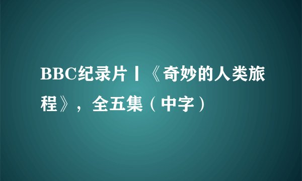BBC纪录片丨《奇妙的人类旅程》，全五集（中字）