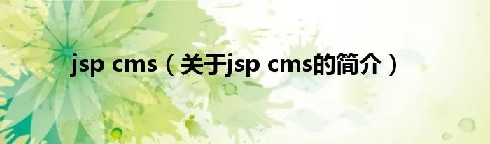 jsp cms（关于jsp cms的简介）