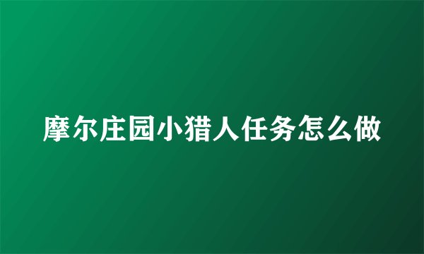 摩尔庄园小猎人任务怎么做