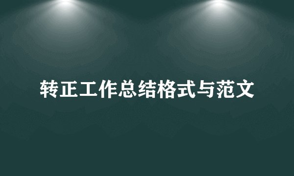 转正工作总结格式与范文