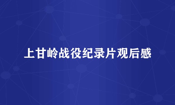 上甘岭战役纪录片观后感