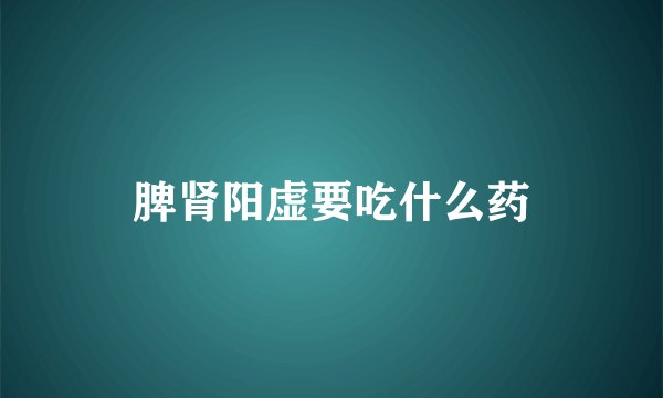 脾肾阳虚要吃什么药