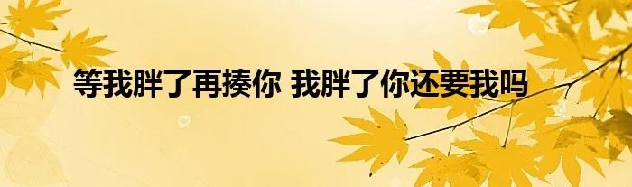 等我胖了再揍你 我胖了你还要我吗