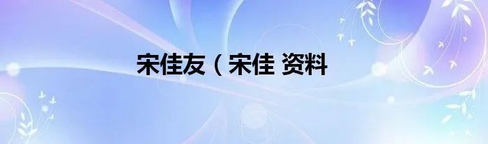 宋佳友（宋佳 资料