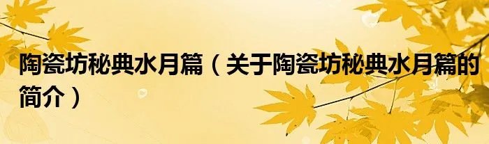陶瓷坊秘典水月篇(关于陶瓷坊秘典水月篇的简介)