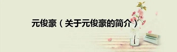 元俊豪（关于元俊豪的简介）