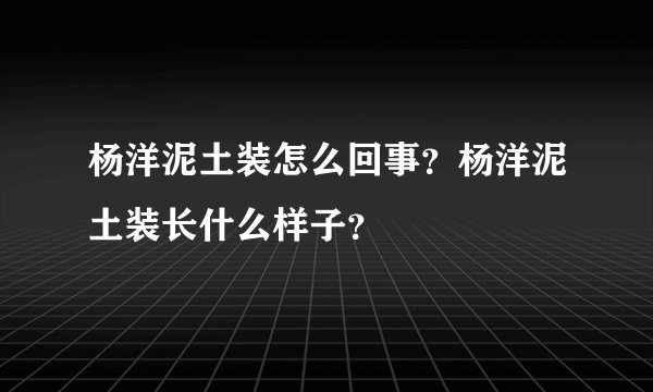 杨洋泥土装怎么回事?杨洋泥土装长什么样子?
