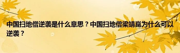 中国扫地僧逆袭是什么意思？中国扫地僧梁靖崑为什么可以逆袭？